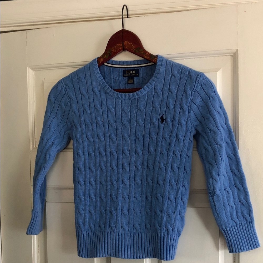 Polo by Ralph Lauren Boys Cable Crewneck Sweater - Light Blue